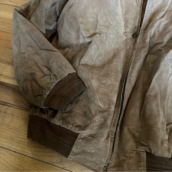 Croft & Barrow Genuine Leather Suede Bomber Winter Jacket Tan Men's Size L - Picture 3 of 12